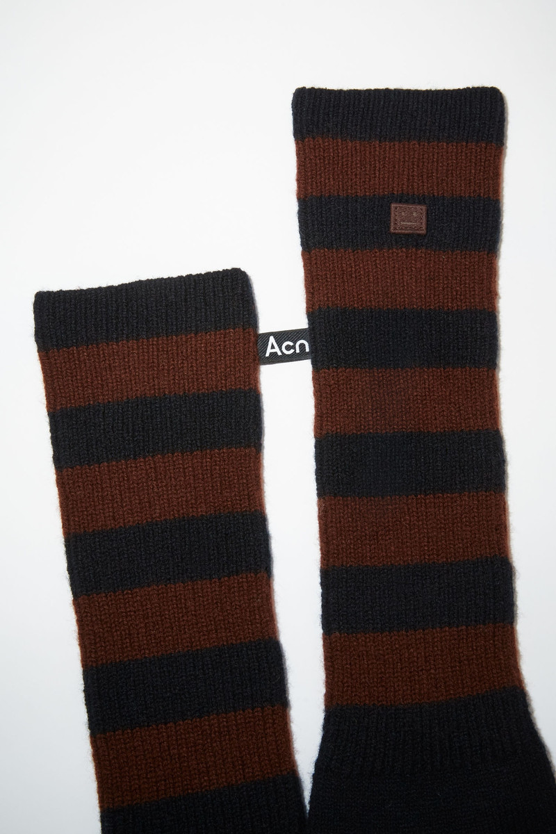 Striped wool socks - Black/brown 4