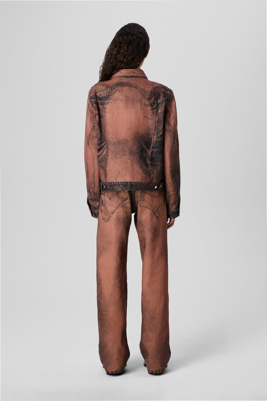 Brown-black Denim Jacket - 5