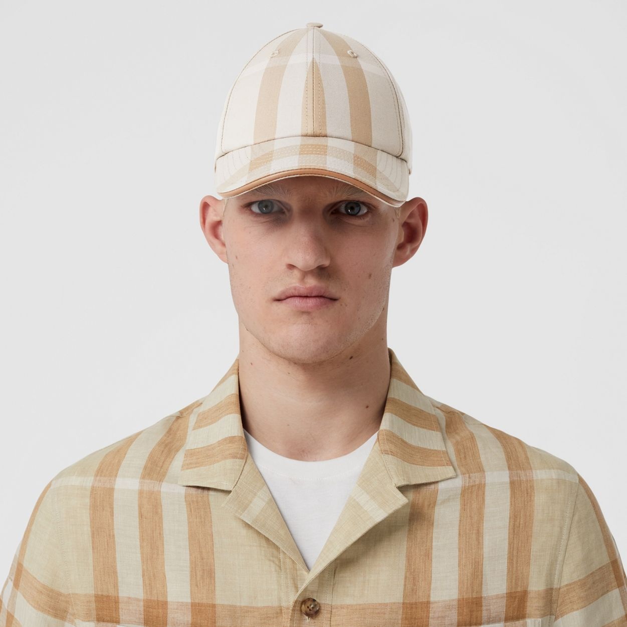 Logo Detail Check Cotton Baseball Cap - 3