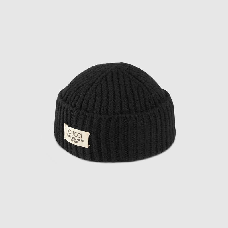 Rib wool hat with label 4
