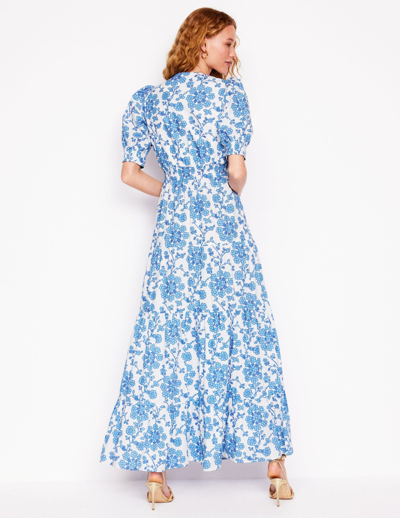 Bella Puff Sleeve Maxi Dress-Ivory, Trailing Yarrow 4