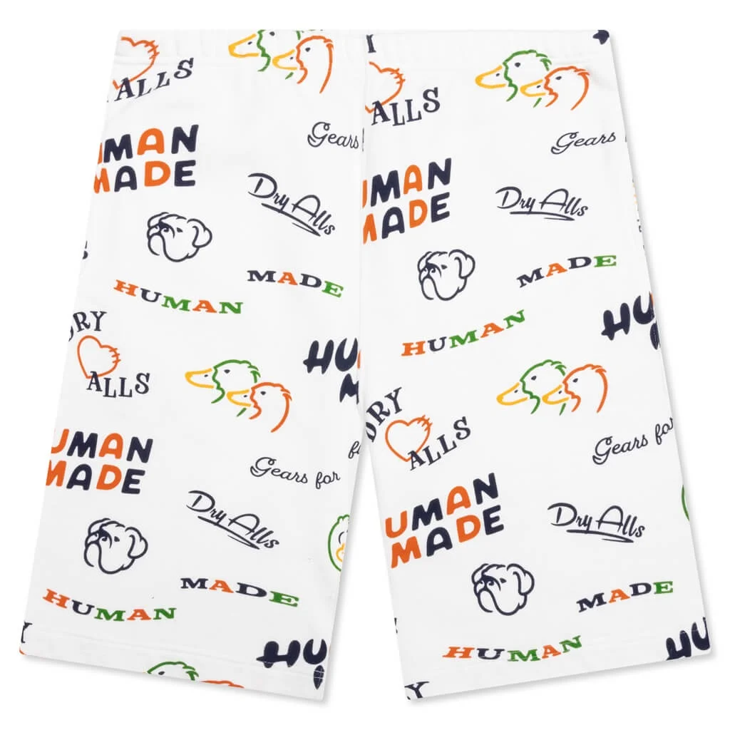 PRINTED SWEAT SHORTS - WHITE - 1