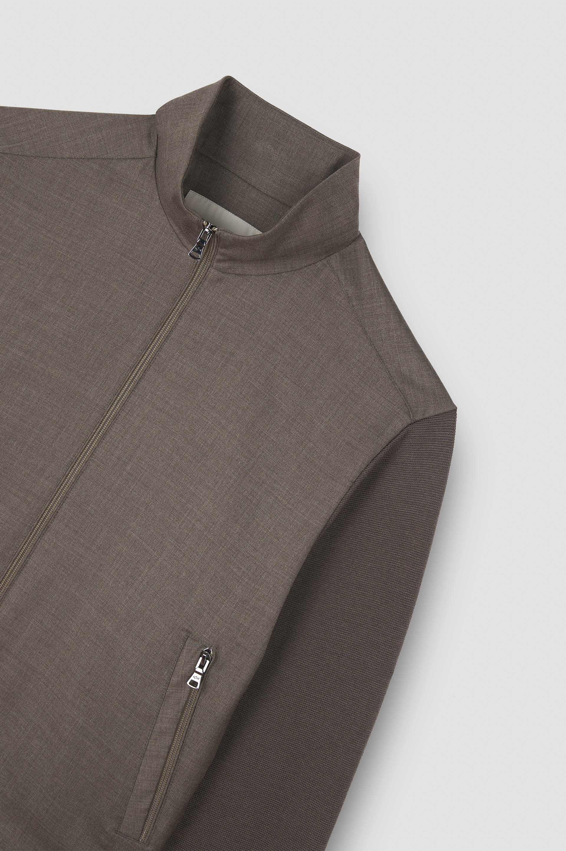 MERINO WOOL HYBRID ZIP-UP CARDIGAN - 6