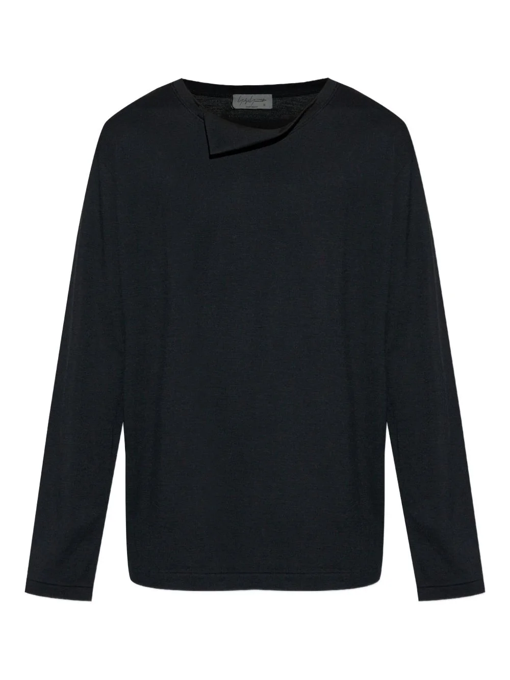 folded-neck long-sleeve T-shirt - 1