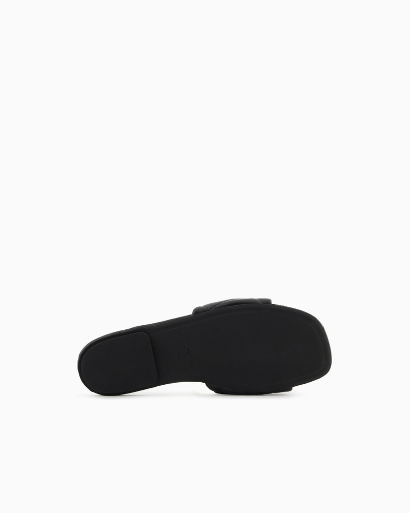 Quilted nappa-leather effect sandals with eagle 6