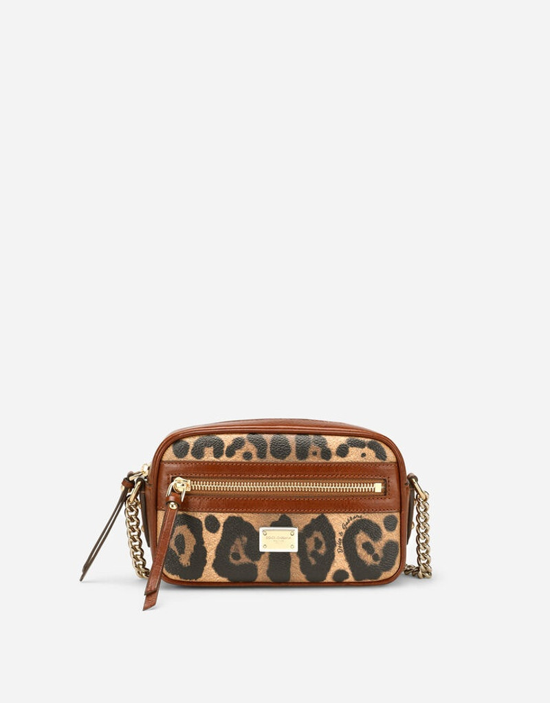 Small crossbody bag in leopard-print Crespo with branded plate 1