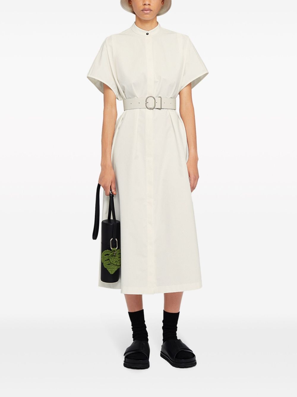 collarless belted shirt dress - 2