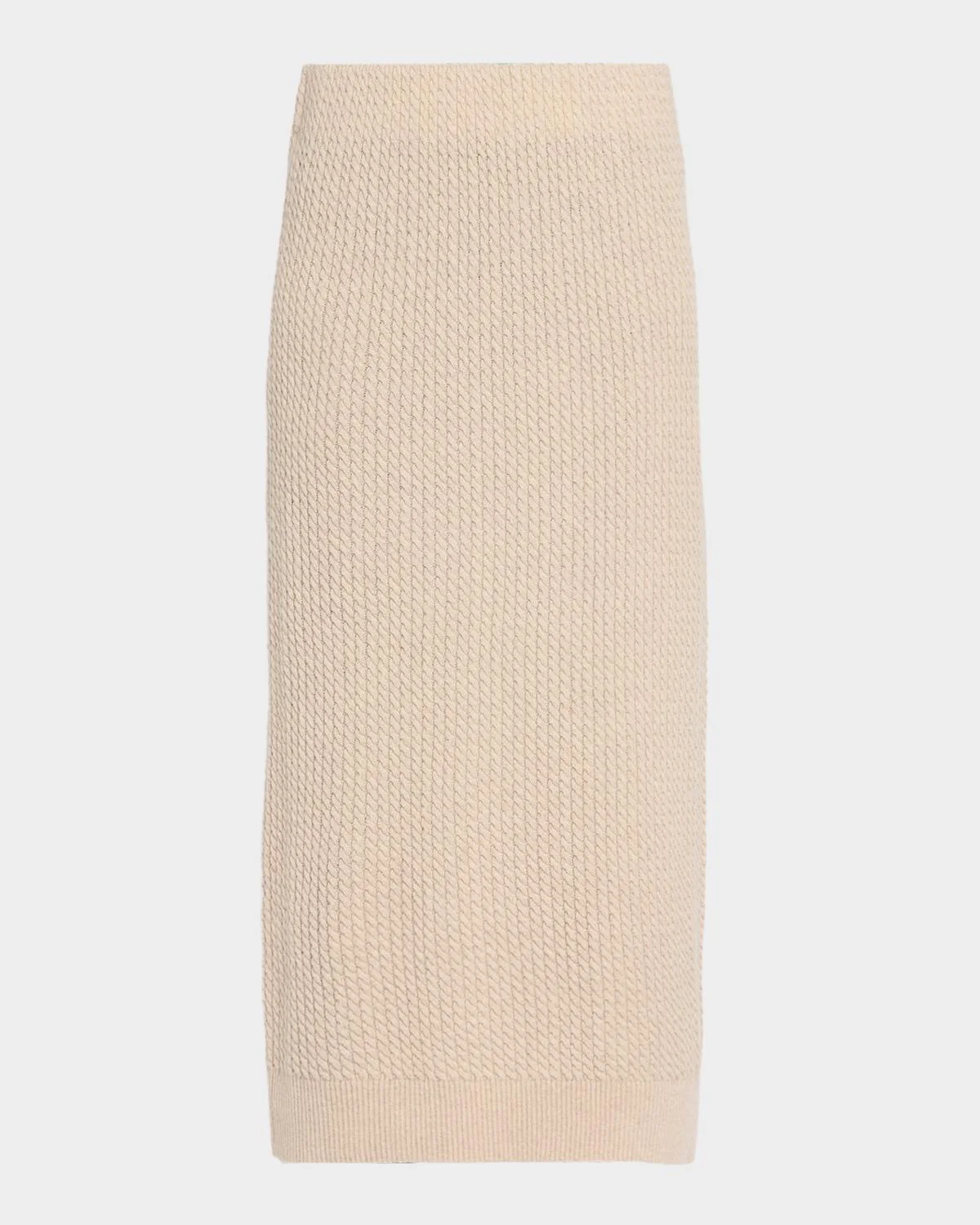 Cable-Knit Cashmere Midi Skirt - 1