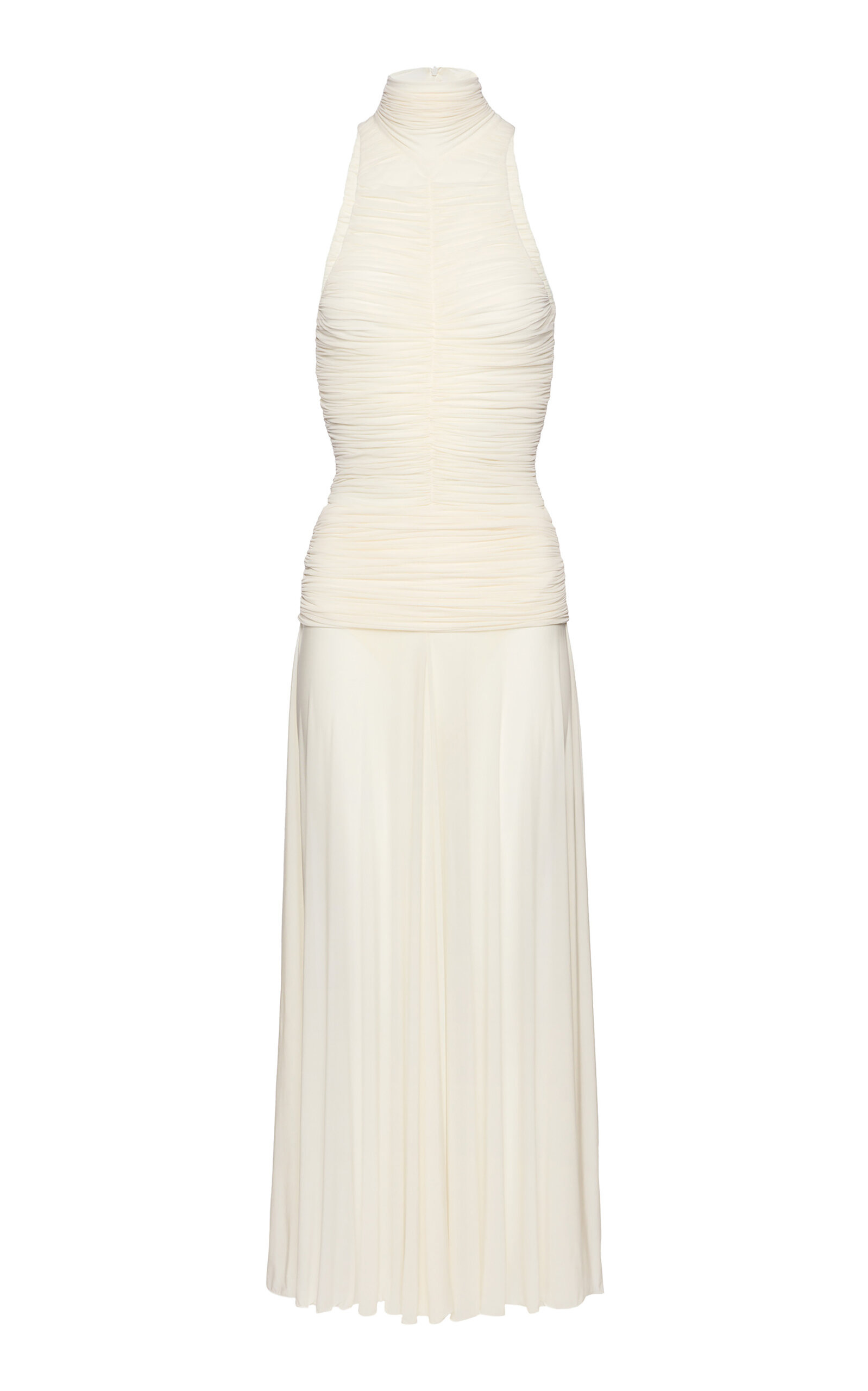Halter Dropped Waist Dress white - 1