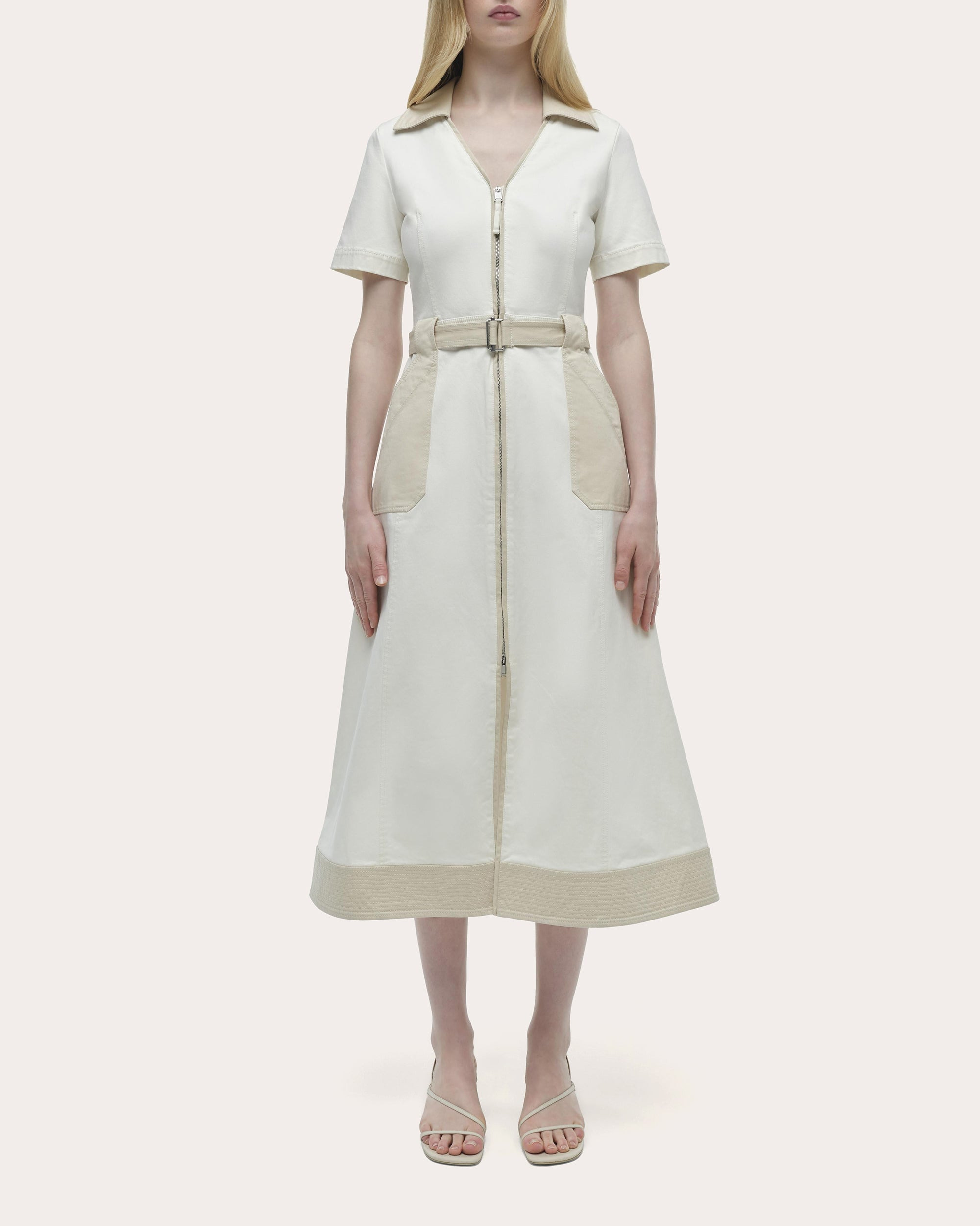 Hanover Color Block Twill Collared Midi Dress - 5