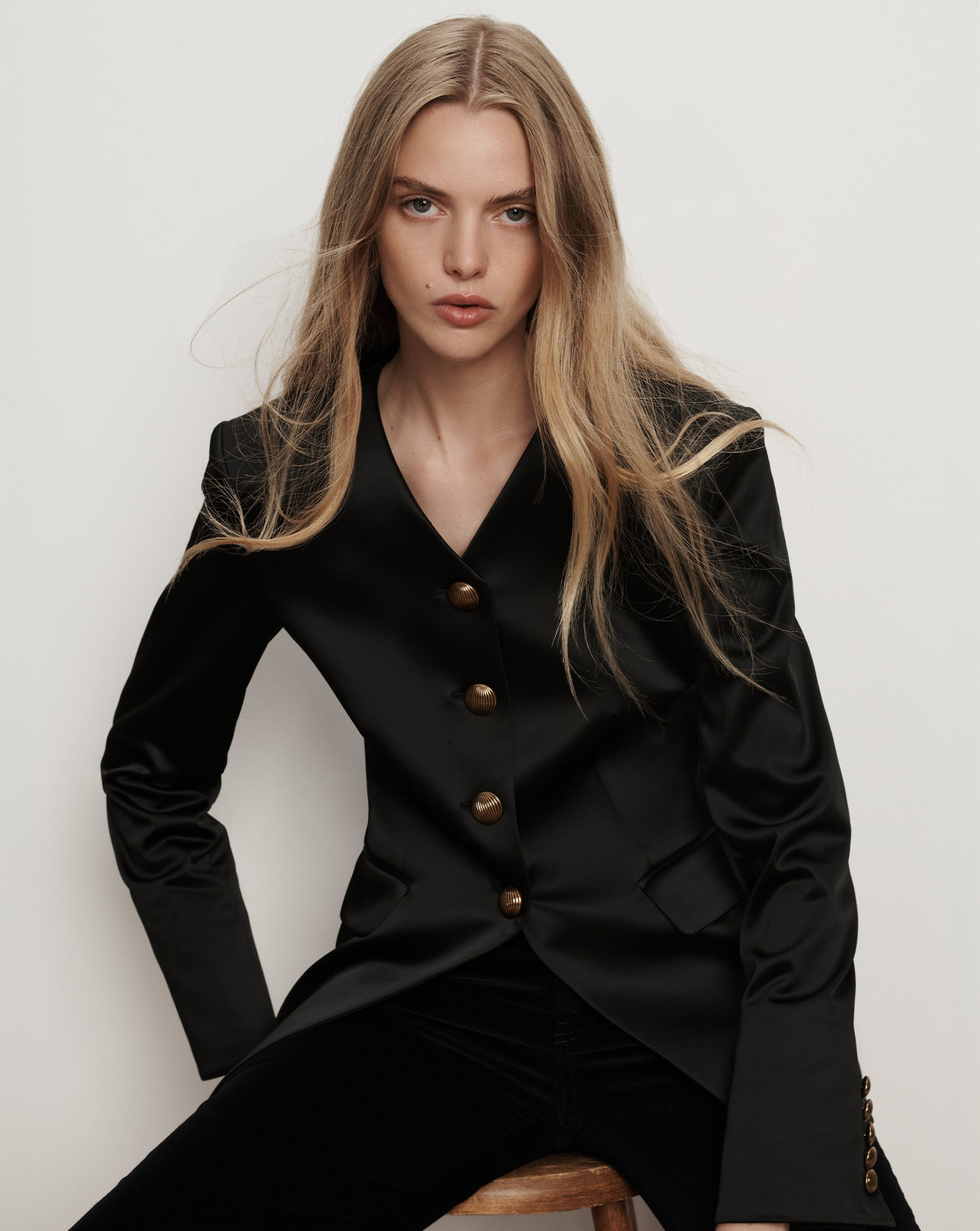 CYNTHIA SATIN TAILORED JACKET - 2