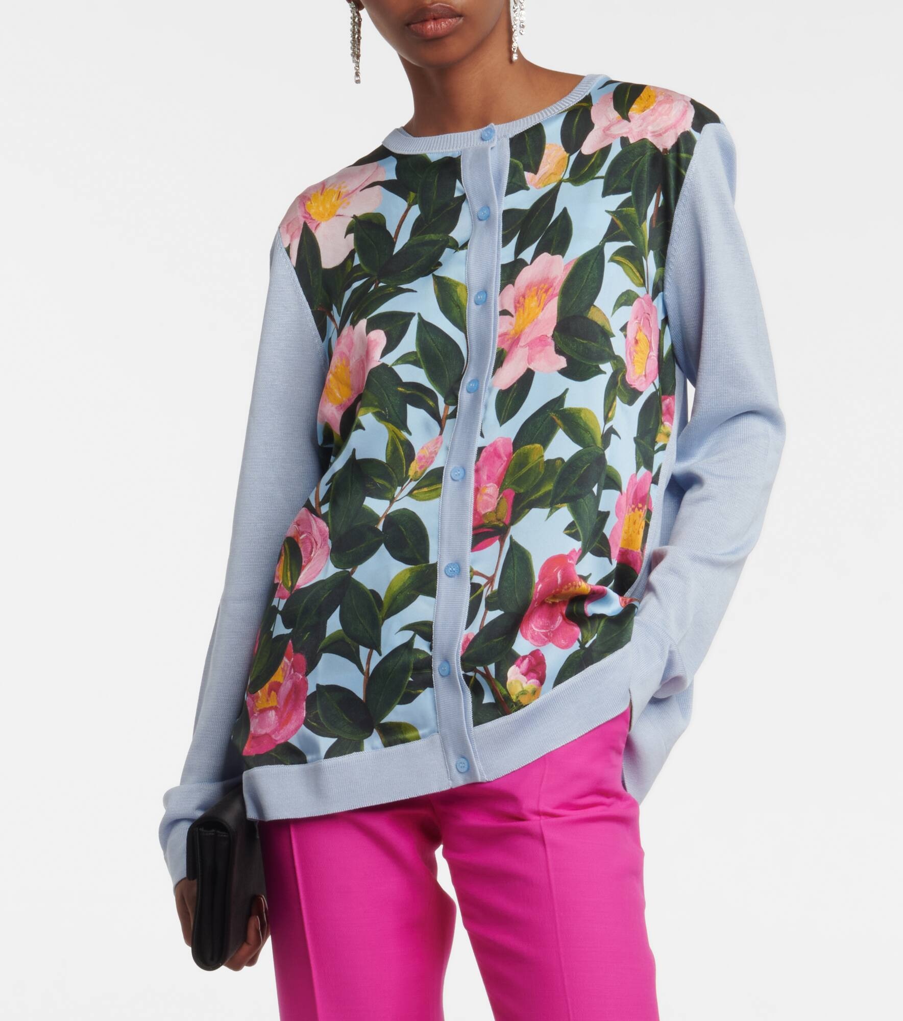 Printed silk-trimmed cardigan - 6