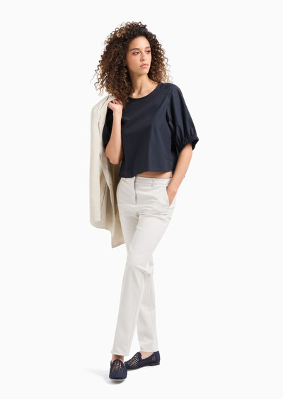 EMPORIO ARMANI Short-sleeved tie blouse in poplin outlook