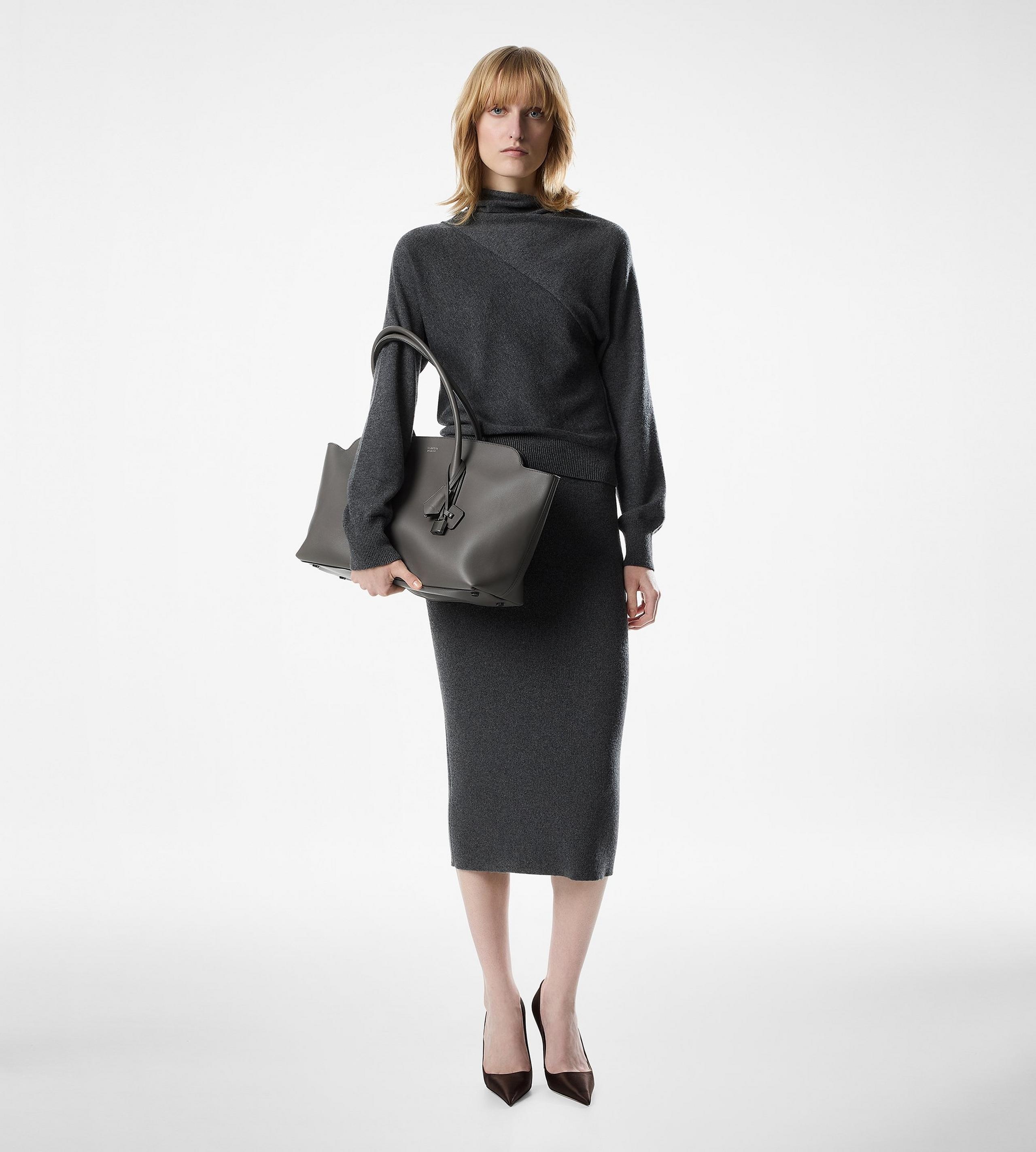 BELOW THE KNEE CASHMERE COTTON SKIRT - 2
