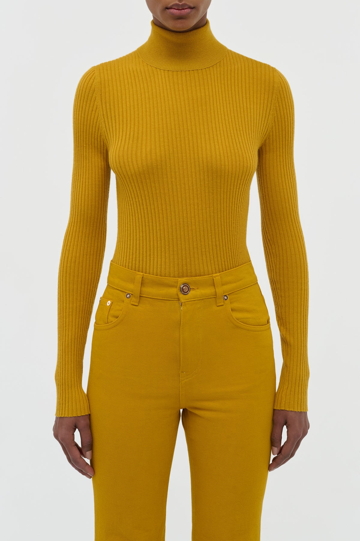 Peppe Knit Turtleneck in Golden Birch Cashmere Silk - 2