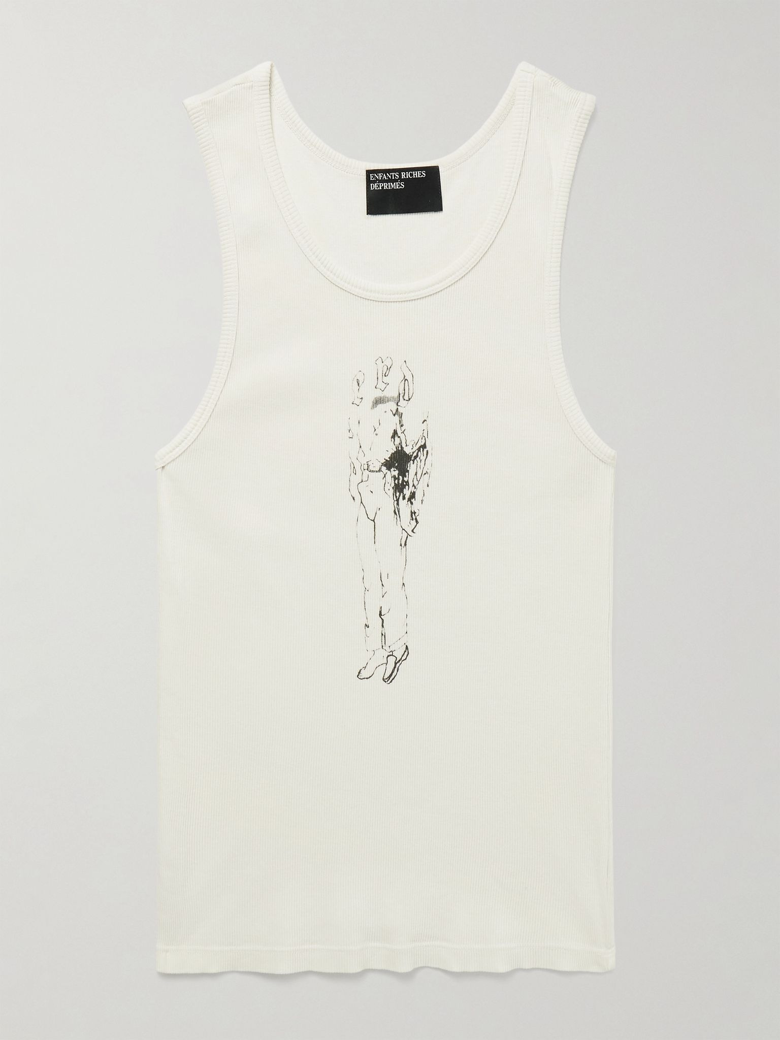 Bad Professor Logo-Print Ribbed Cotton Tank Top White - 1