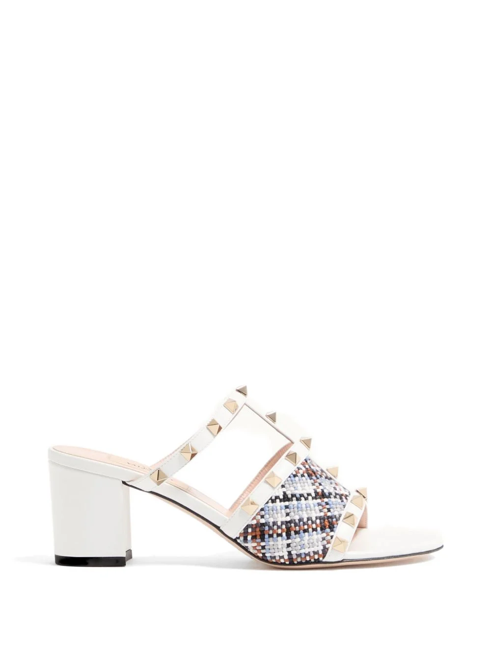 Rockstud slide sandals in woven-fabric 60mm - 1