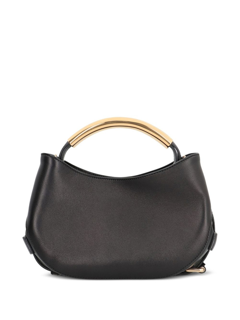 Moschino curved-handle leather tote bag outlook