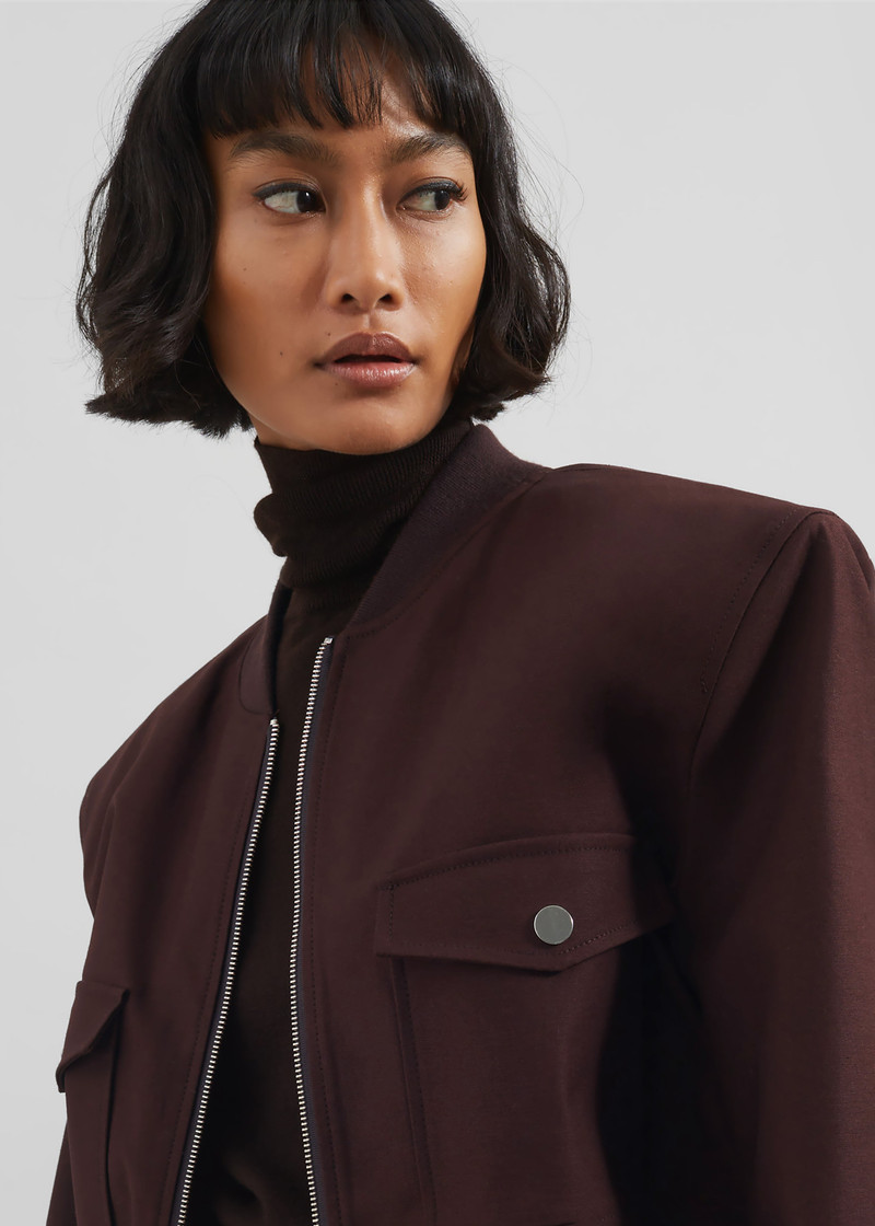 Pomona Crop Bomber Jacket - Burgundy 4