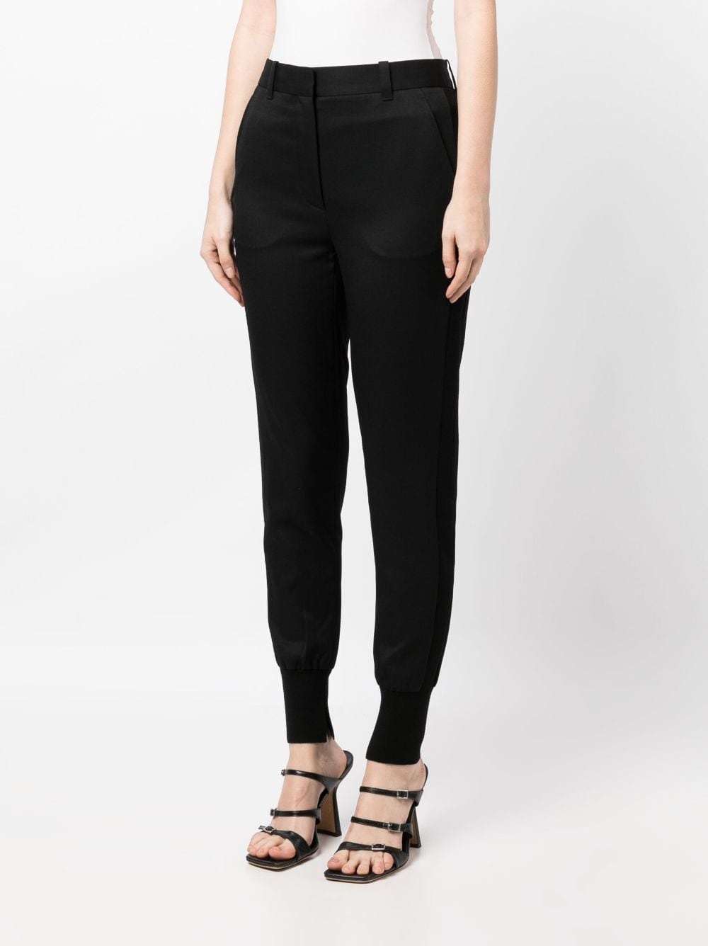 mid-rise wool tapered trousers - 3