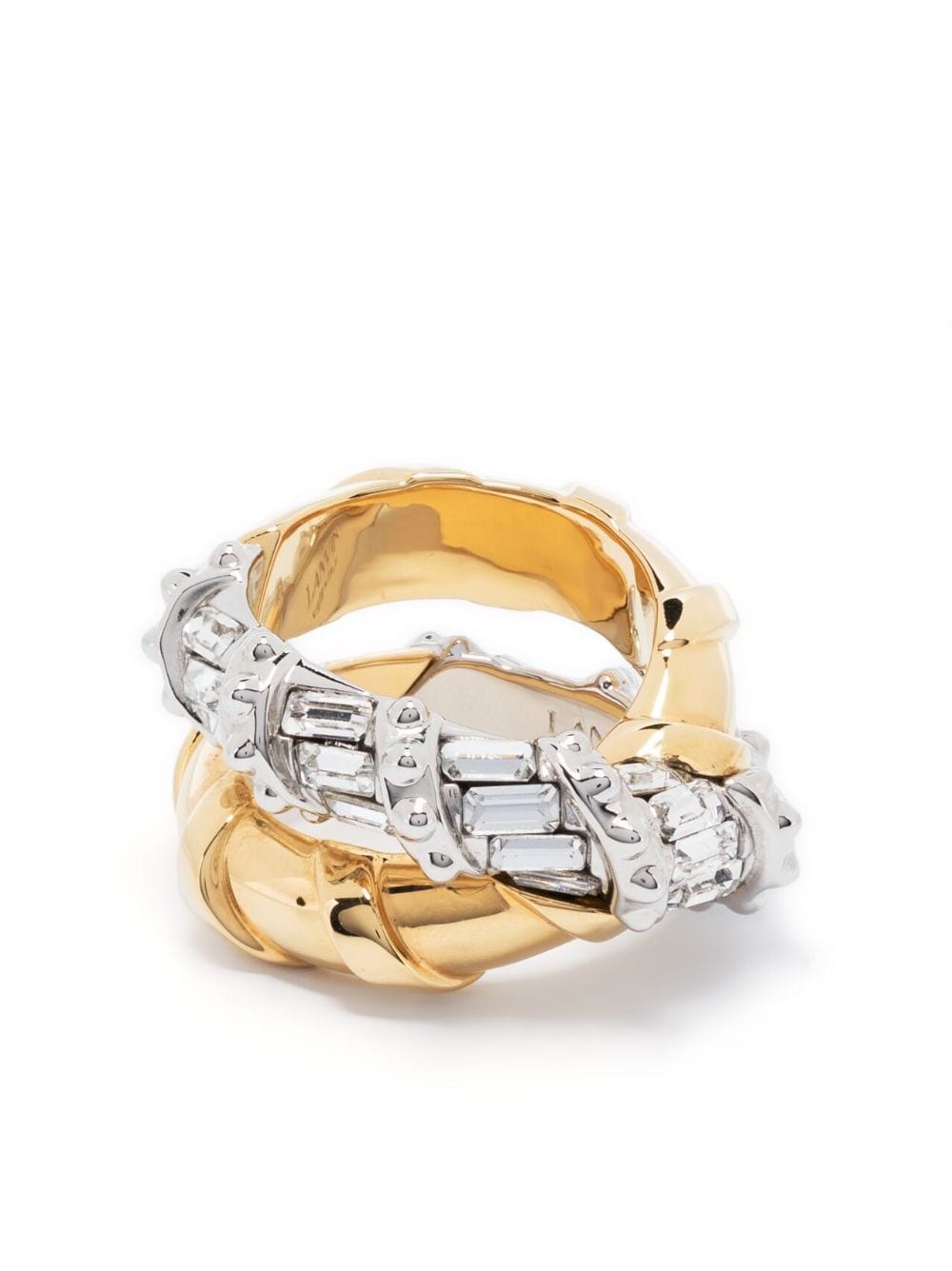 crystal-embellished two-tone ring - 1