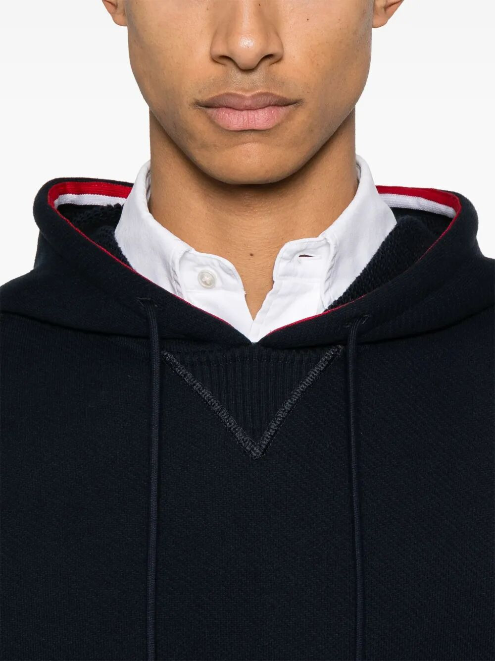 Thom Browne Men Oversized Hoodie Pullover With Rwb Tipping Stripe In Chunky Loopback - 3
