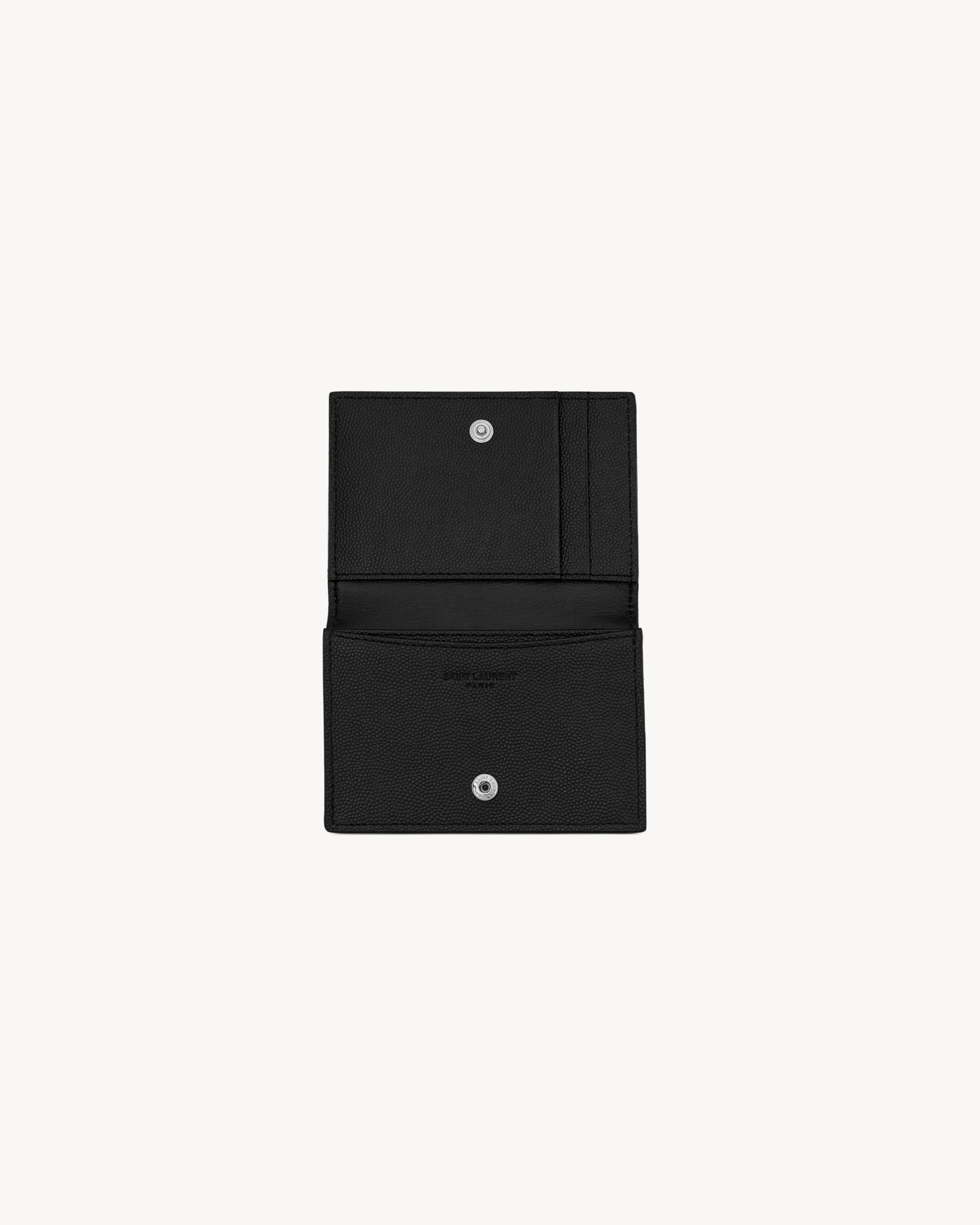 SAINT LAURENT PARIS BUSINESS CARD HOLDER WITH FLAP IN GRAIN DE POUDRE LEATHER - 4
