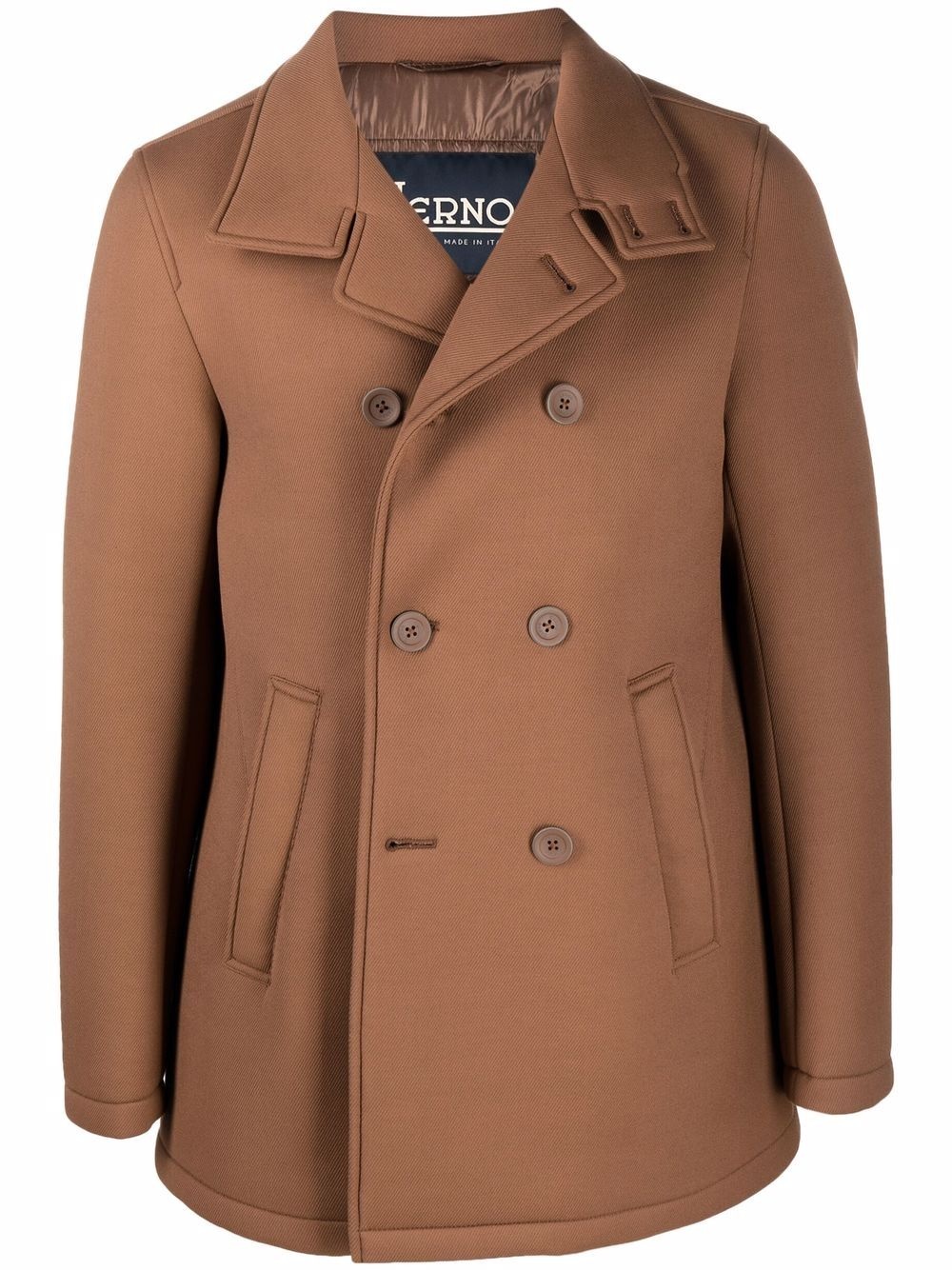 toffee double-breasted peacoat - 1