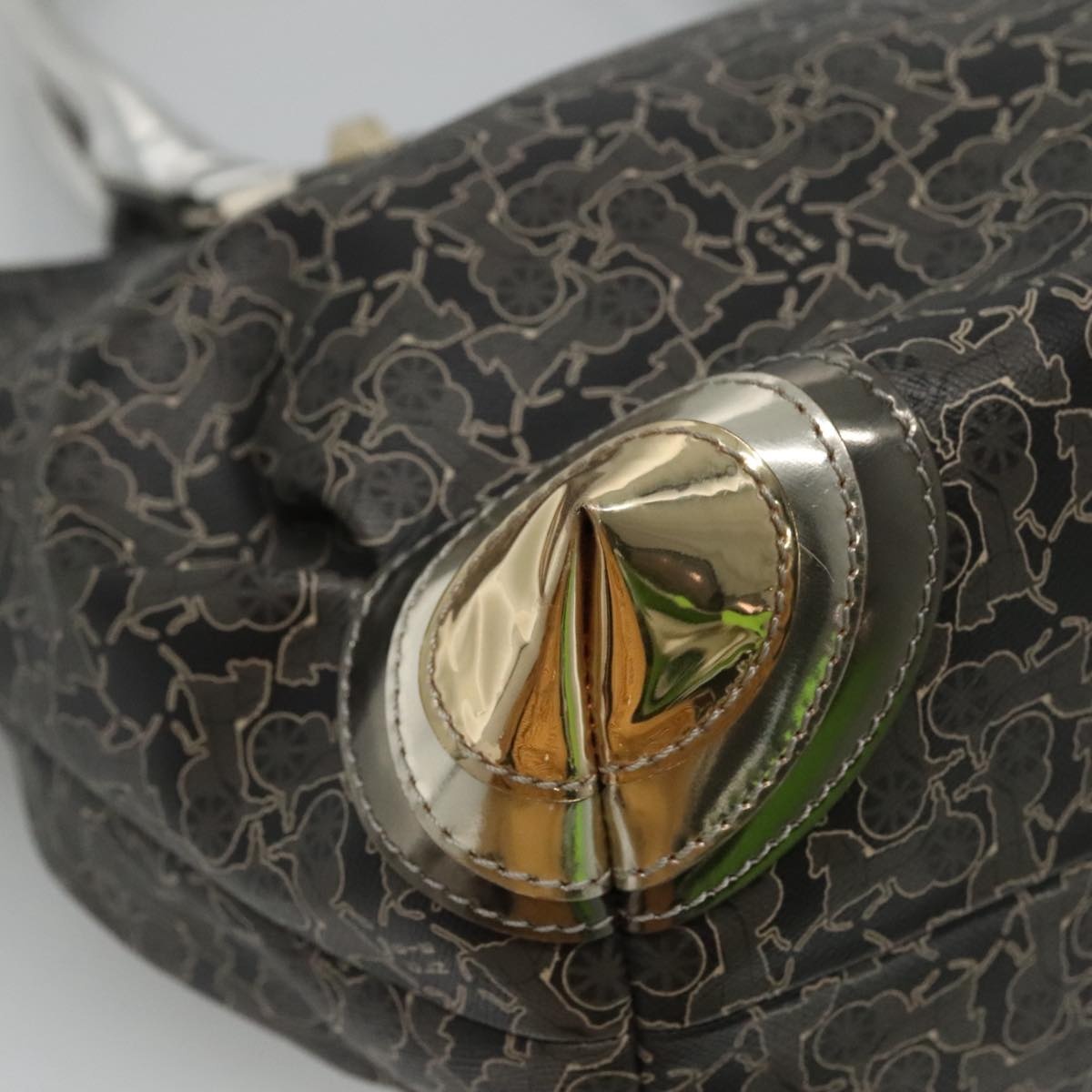 CELINE Horse Carriage Tote Bag Pvc Leather Black Silver - 11