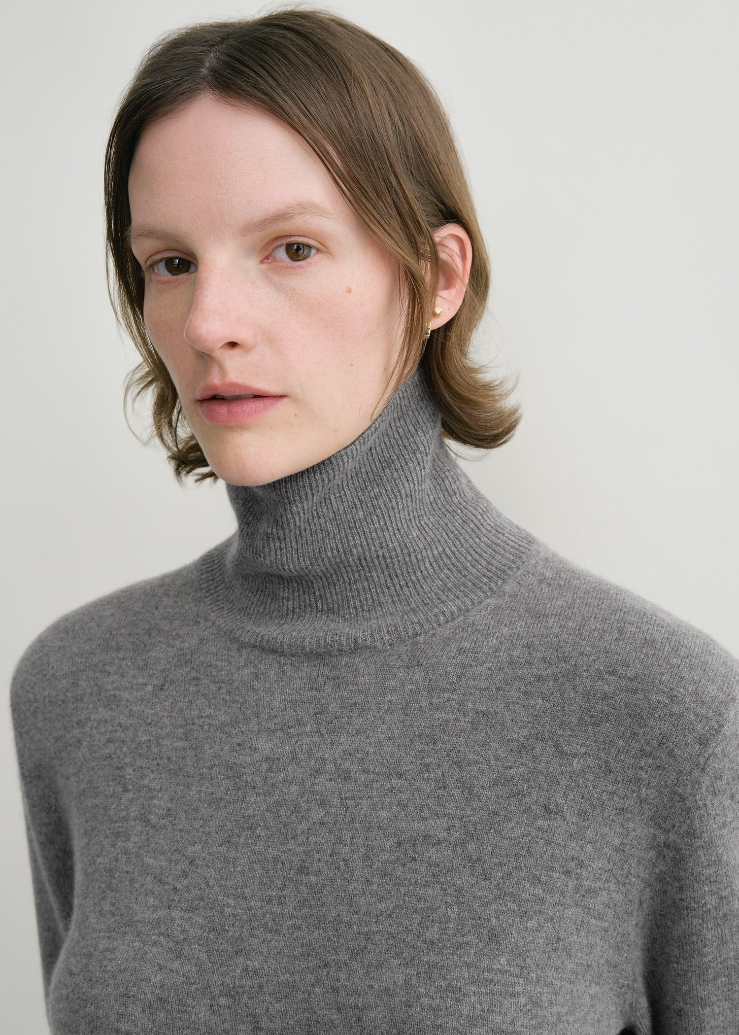 Cropped turtleneck grey melange - 5