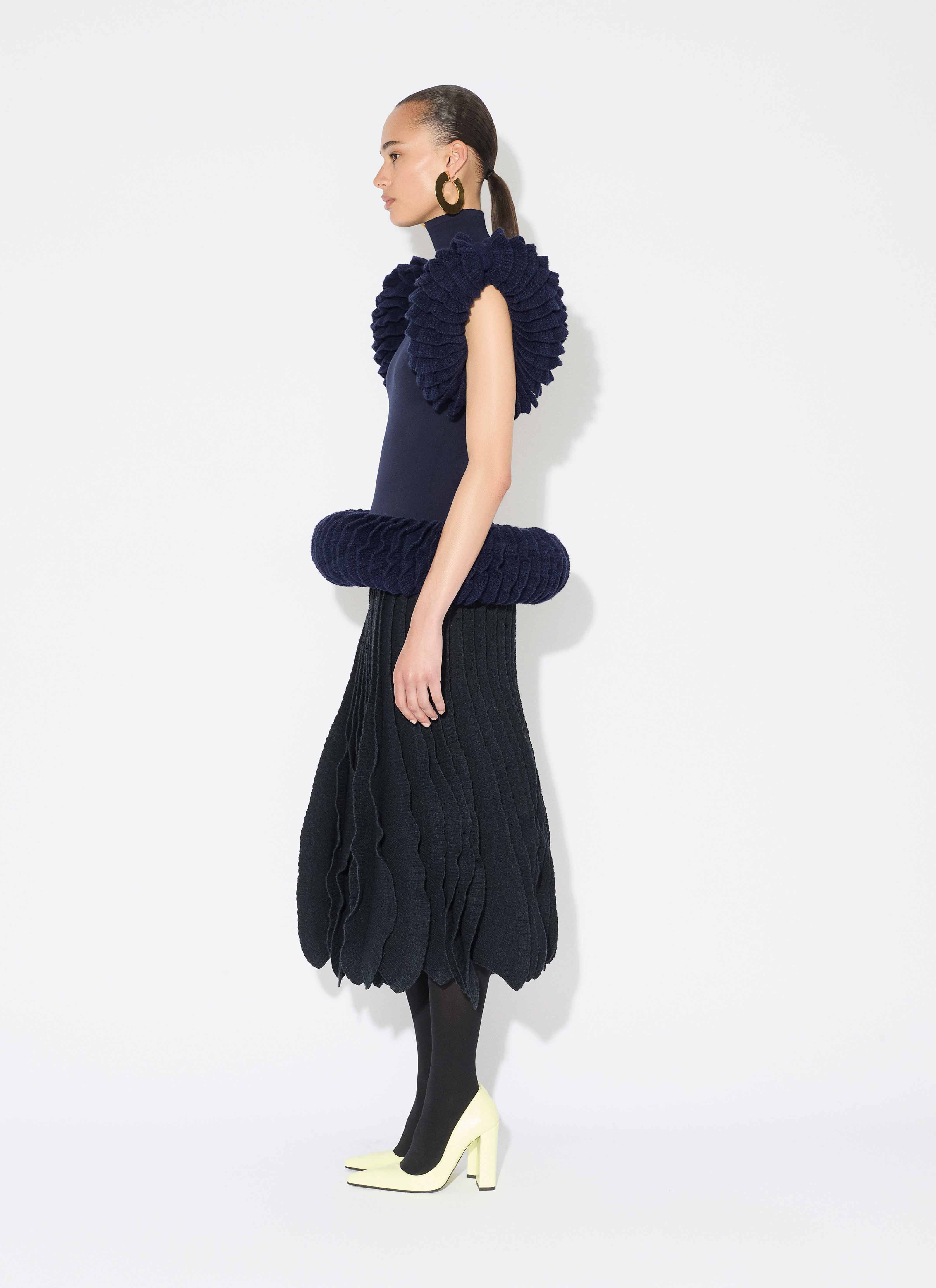 TWEED KNIT FRILLS SKIRT - 5