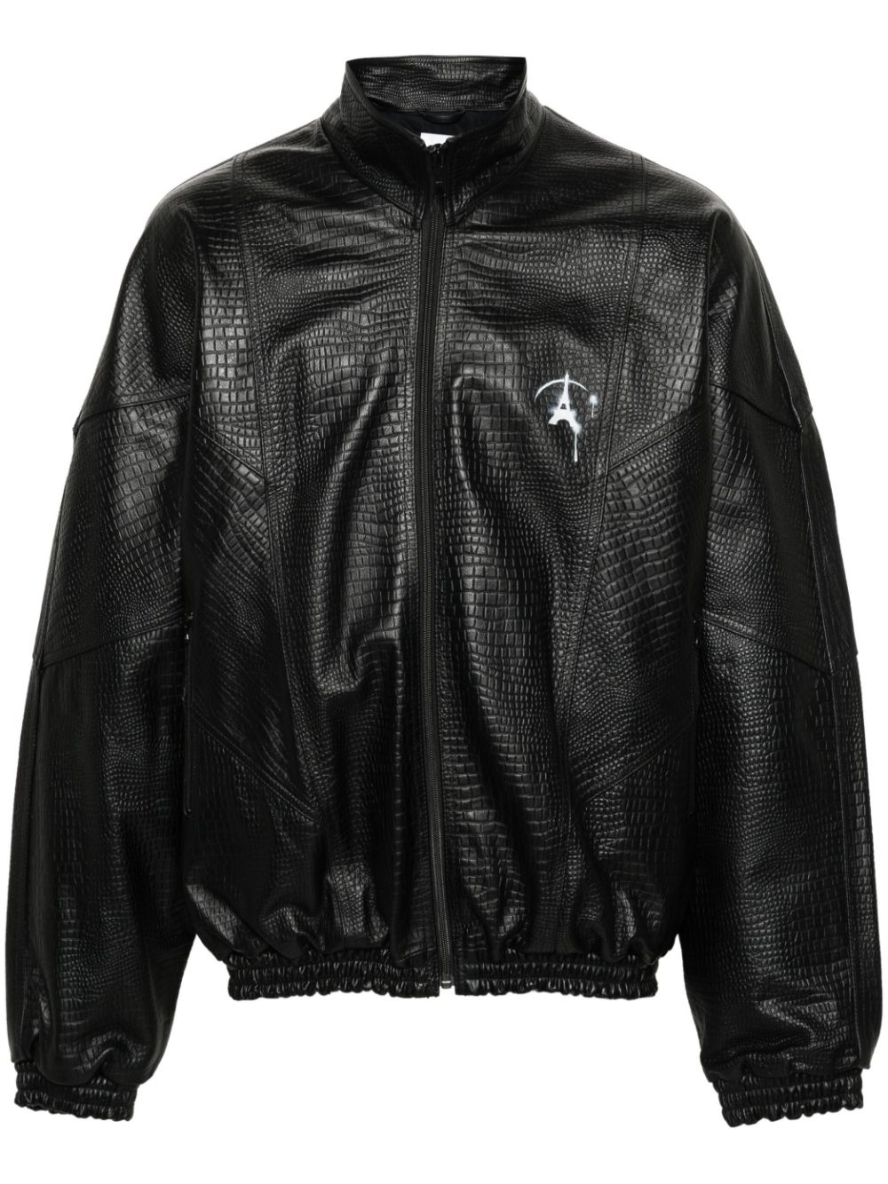 logo-print leather jacket - 1