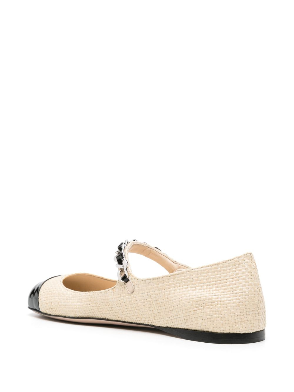 square-toe raffia ballerina shoes - 3