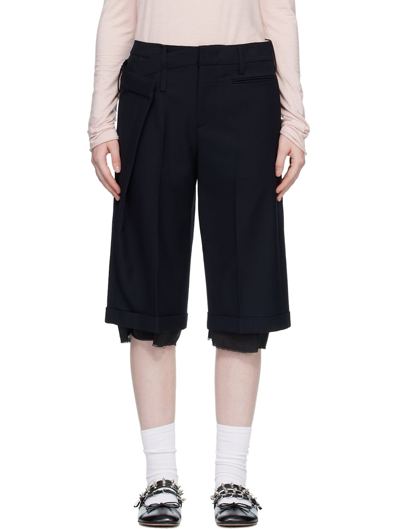 Black Wrap Over Bermuda Shorts 1