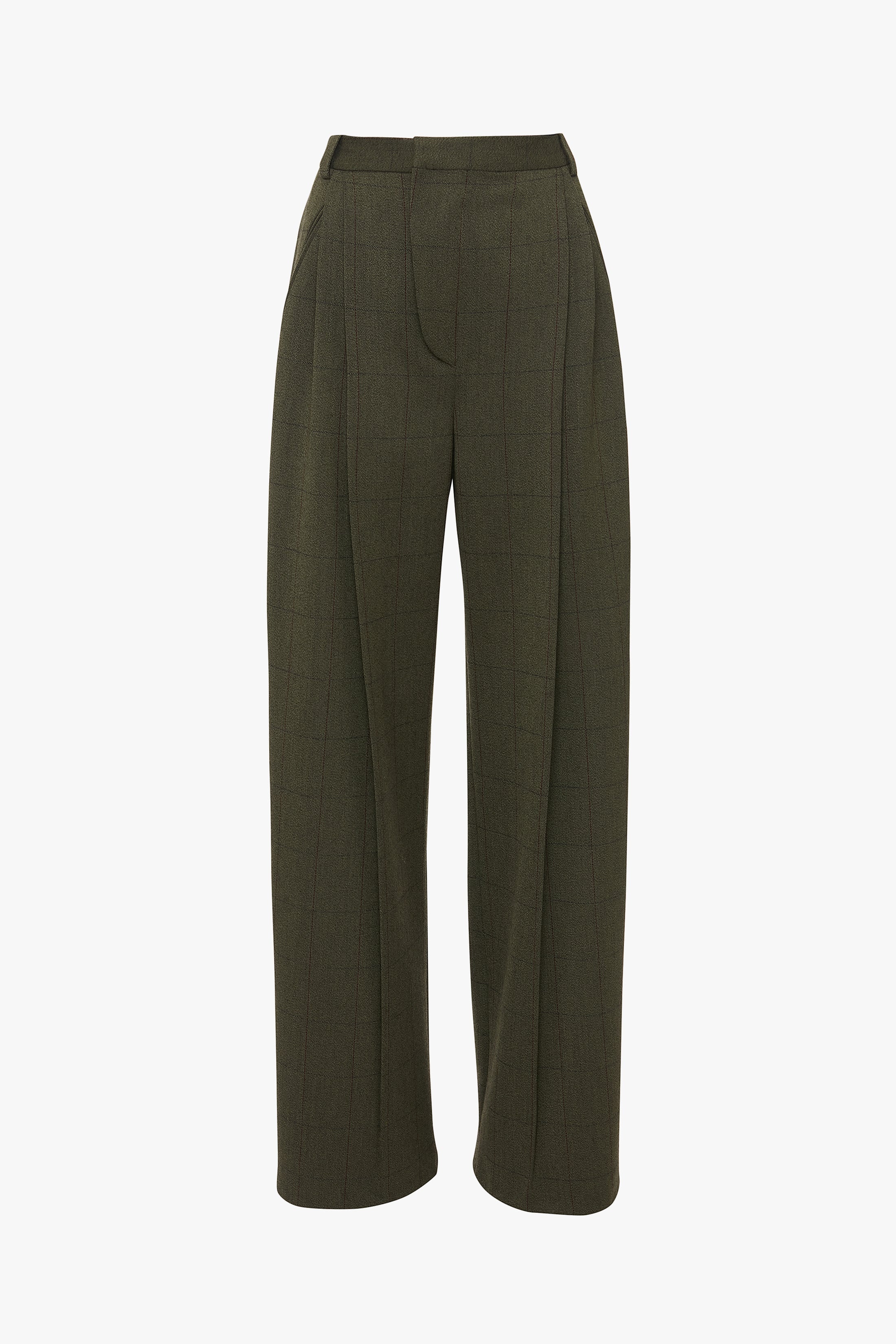 Wide Leg Trouser In Dark Fern Check - 1