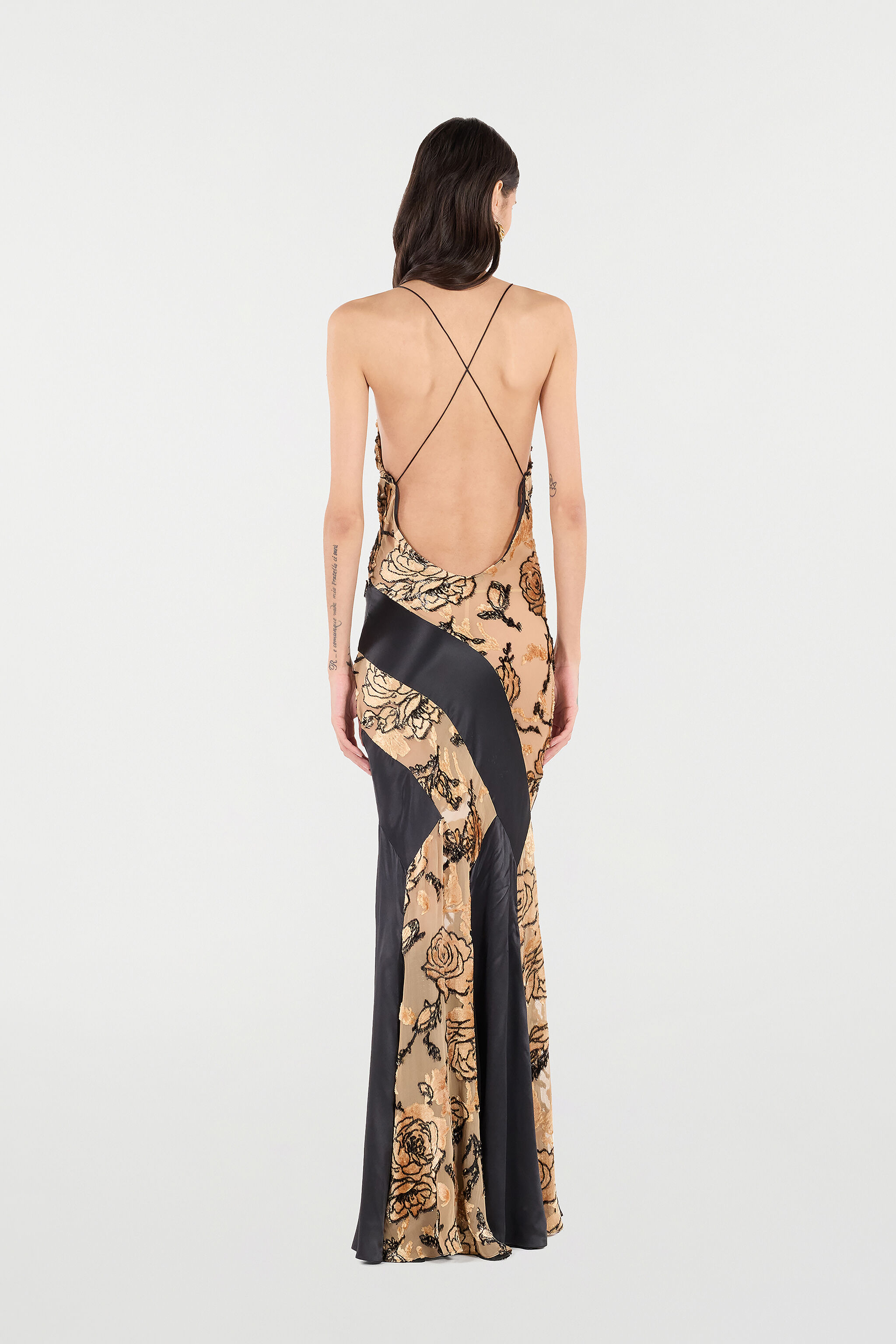 Slip Dress With Rose Pattern - 4