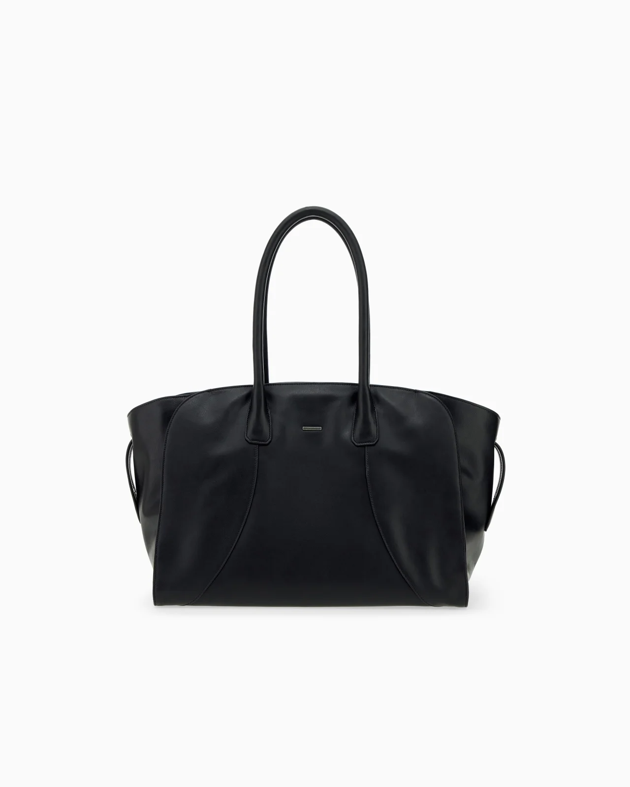LEATHER TOTE BAG WITH ROUNDED HANDLES AND A SMOOTH FINISH - 1