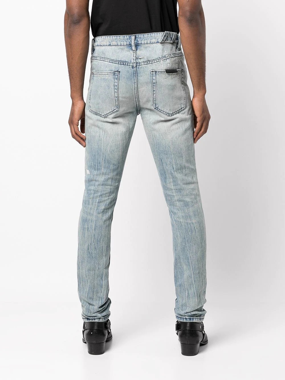 distressed mid-rise slim fit jeans - 4