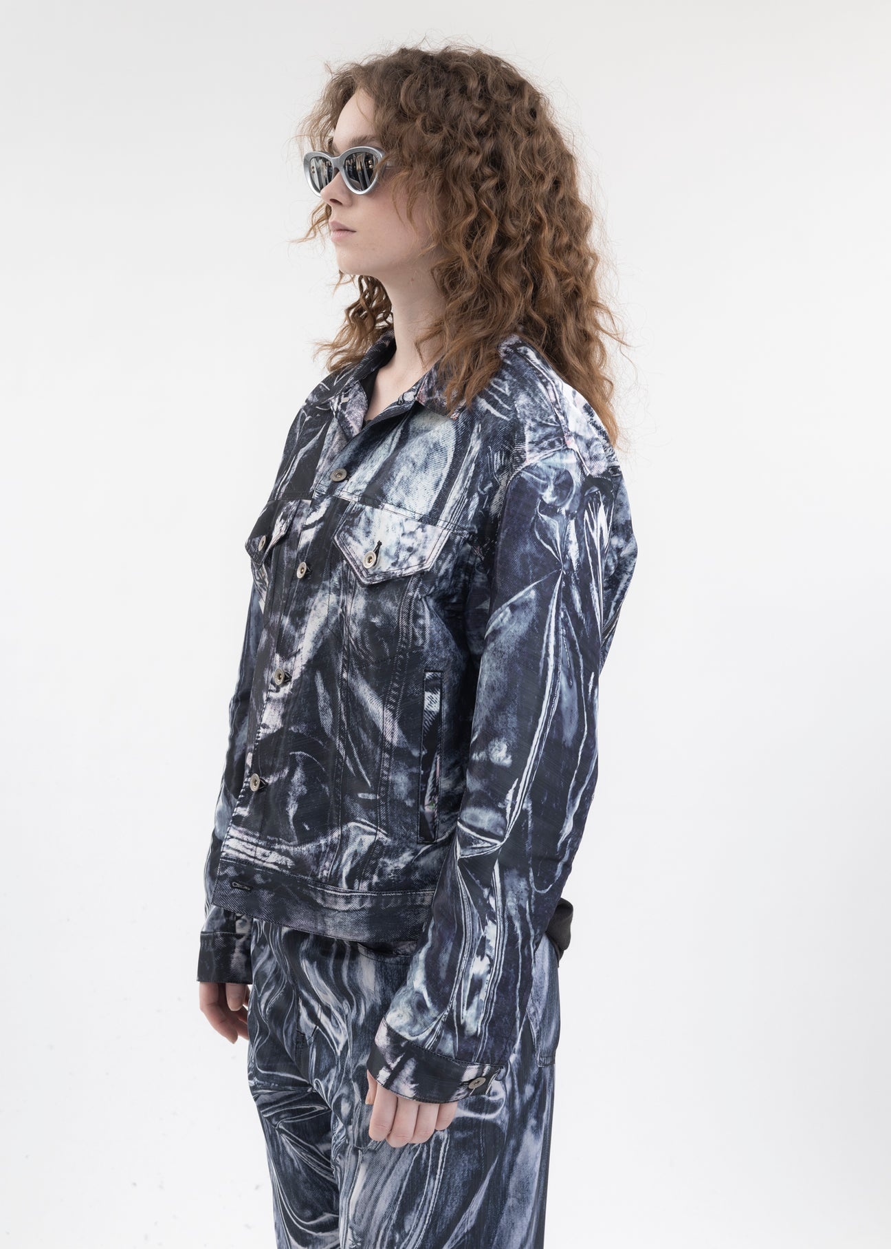 BLACK MIRAGE PRINTED DENIM JACKET - 3
