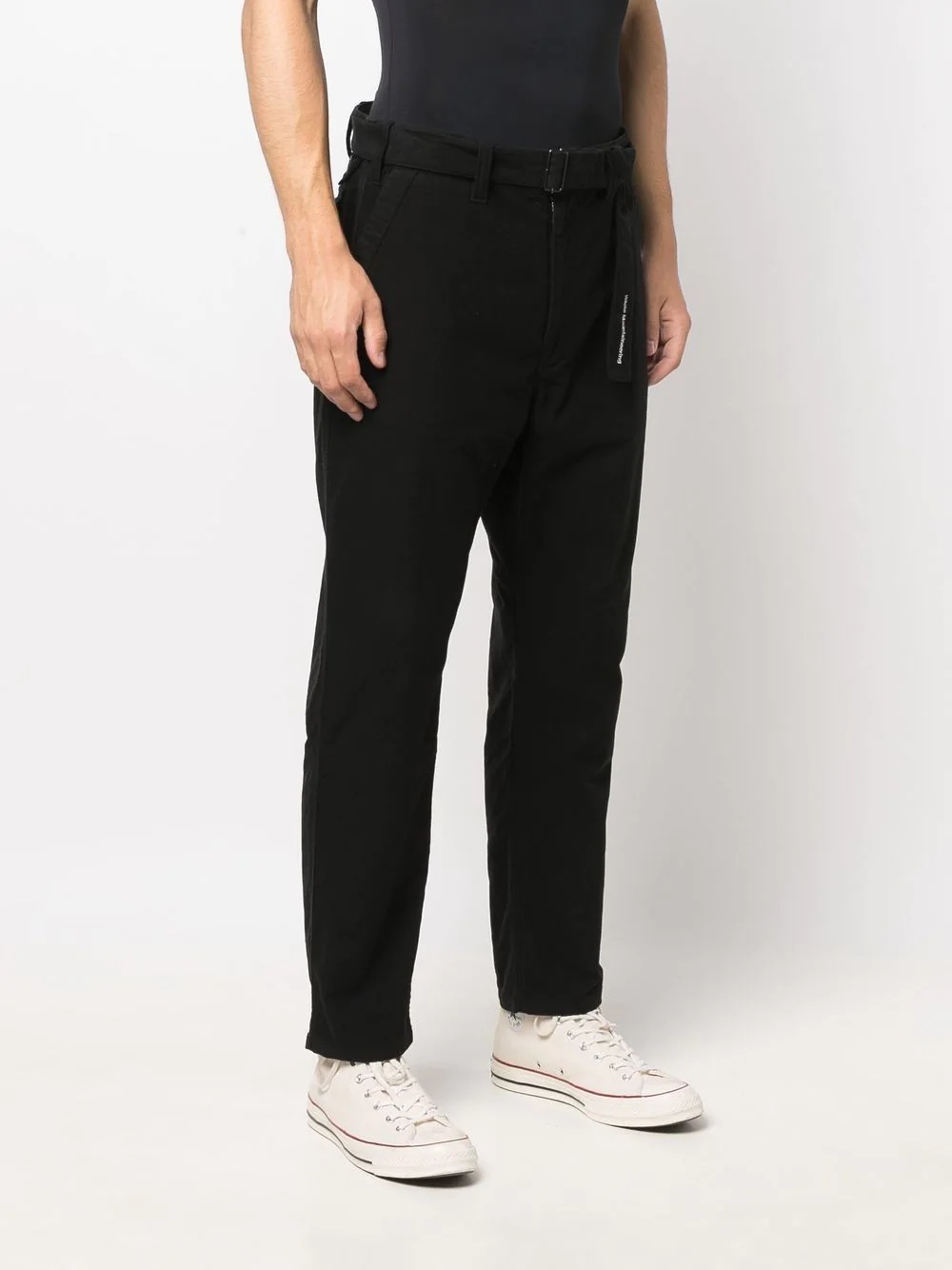 belted tapered-leg trousers - 3