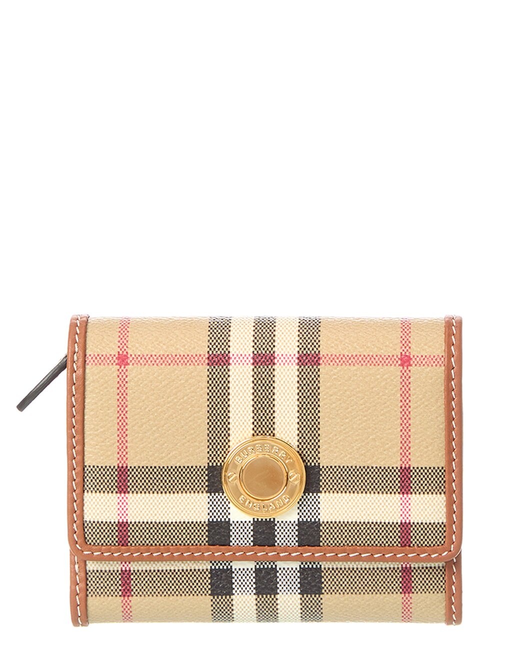 Burberry Check E-Canvas & Leather French Wallet - 1