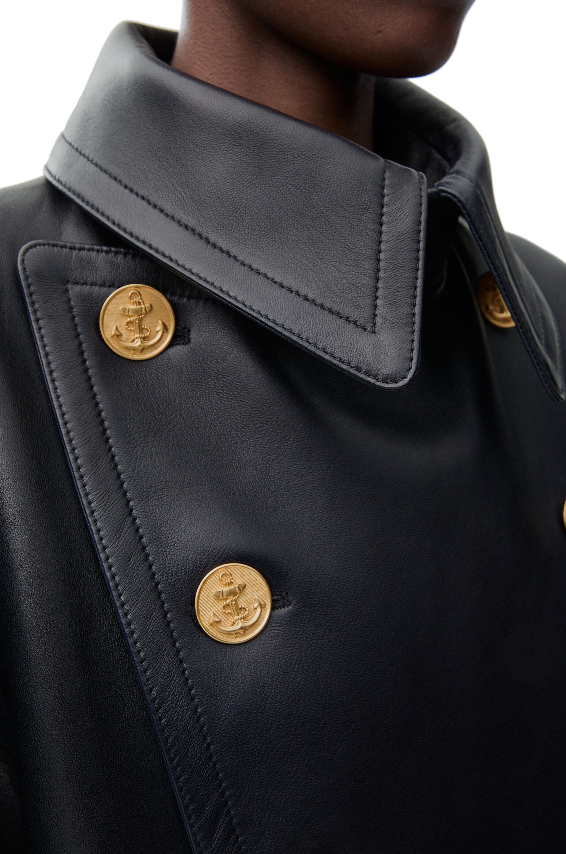 Double-breasted coat in nappa lambskin - 4
