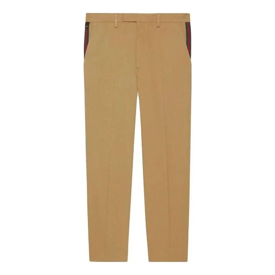 Gucci Cotton Ankle Pant With Web 'Light Brown' 668588-Z8AQY-9727 - 1