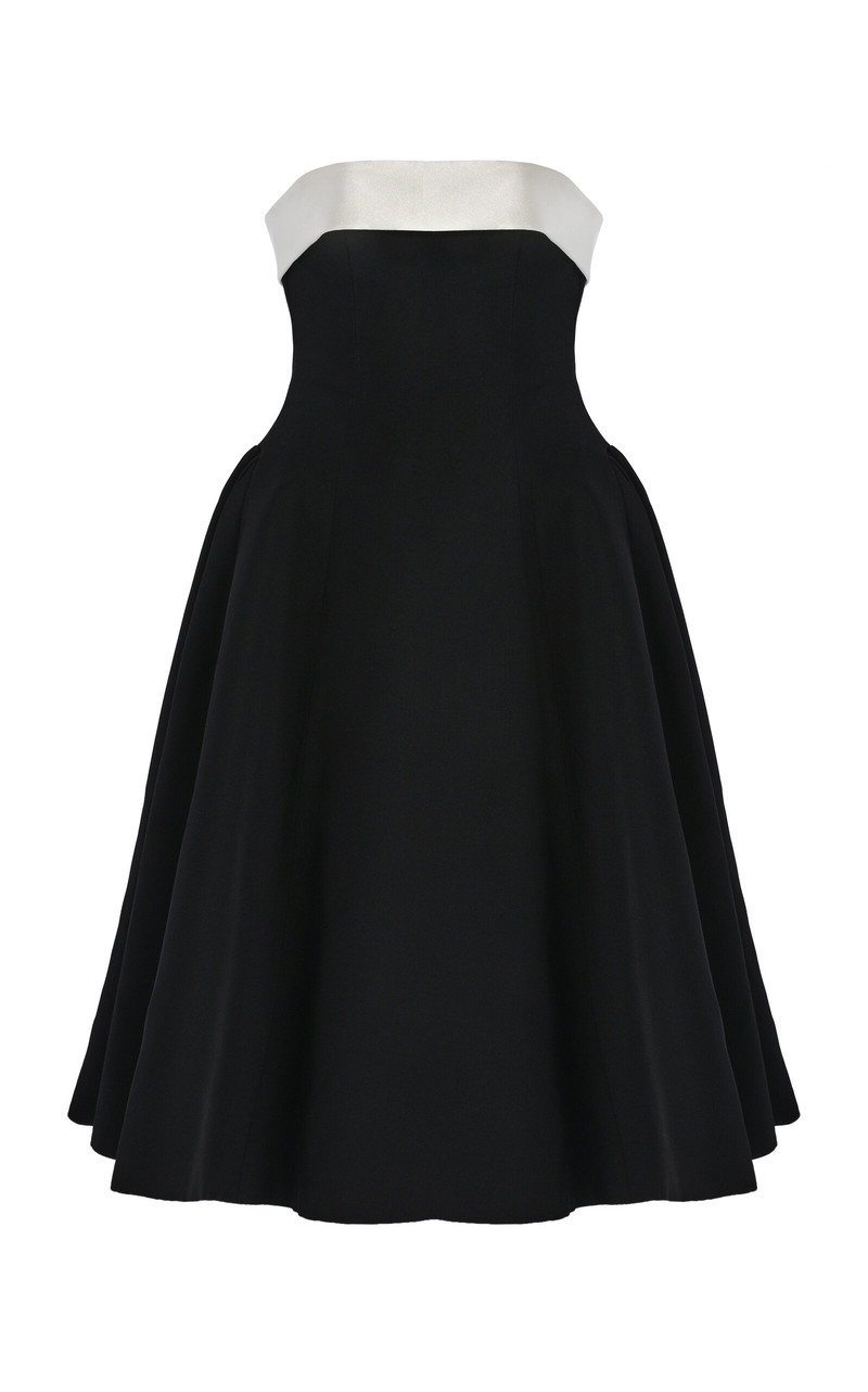 Opera Strapless Crepe-Back Silk-Satin Lady-Length Dress black 1