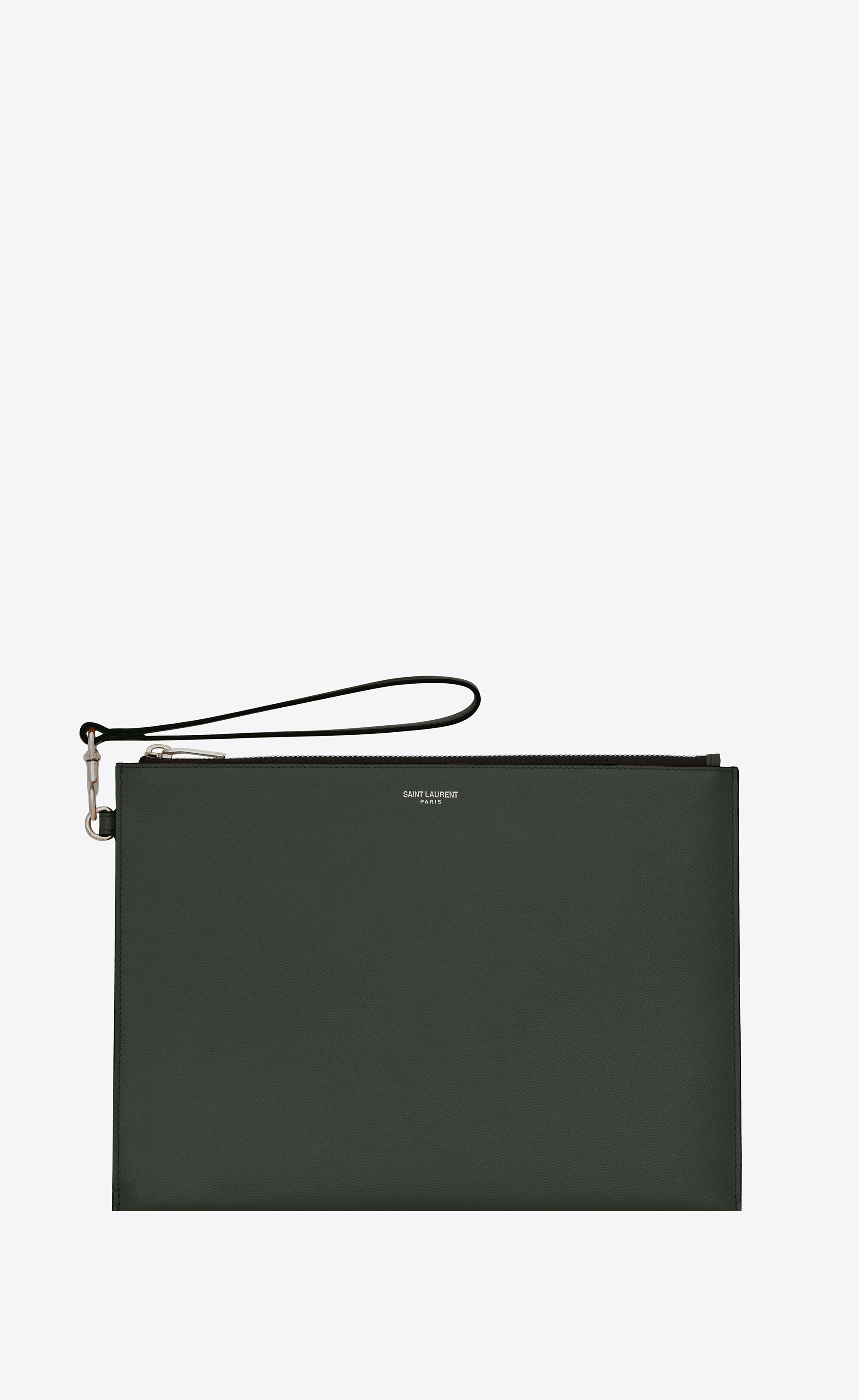 saint laurent paris zipped tablet holder in grain de poudre-embossed leather - 1