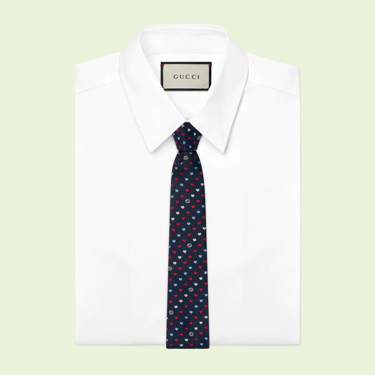 Interlocking G and hearts silk jacquard tie - 2