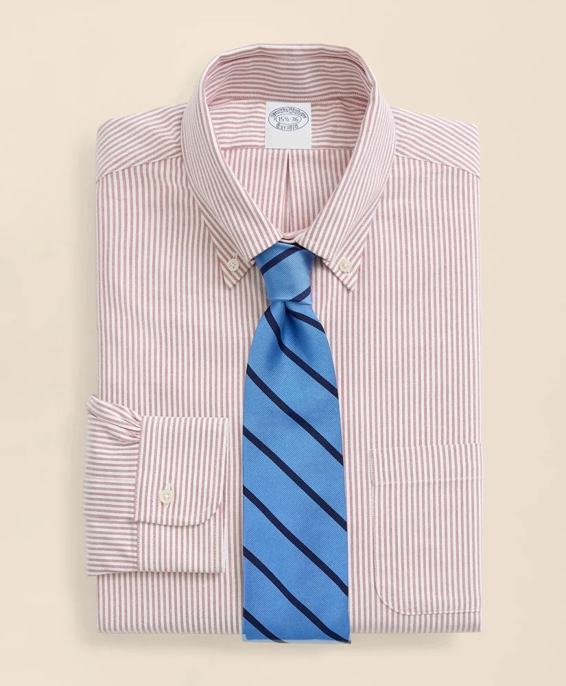 American-Made Oxford Cloth Button-Down Stripe Dress Shirt - 1
