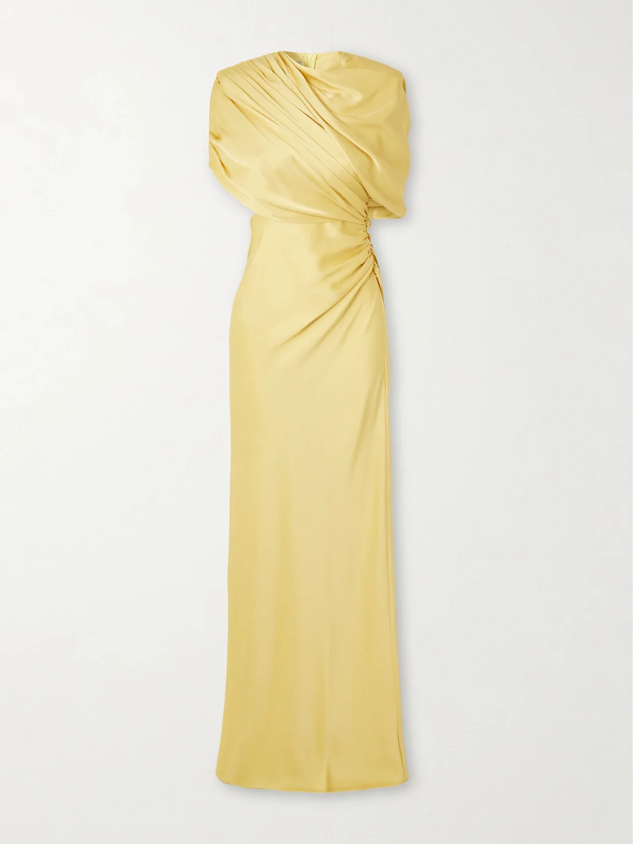 Open-back Cape-effect Draped Satin Gown - 1