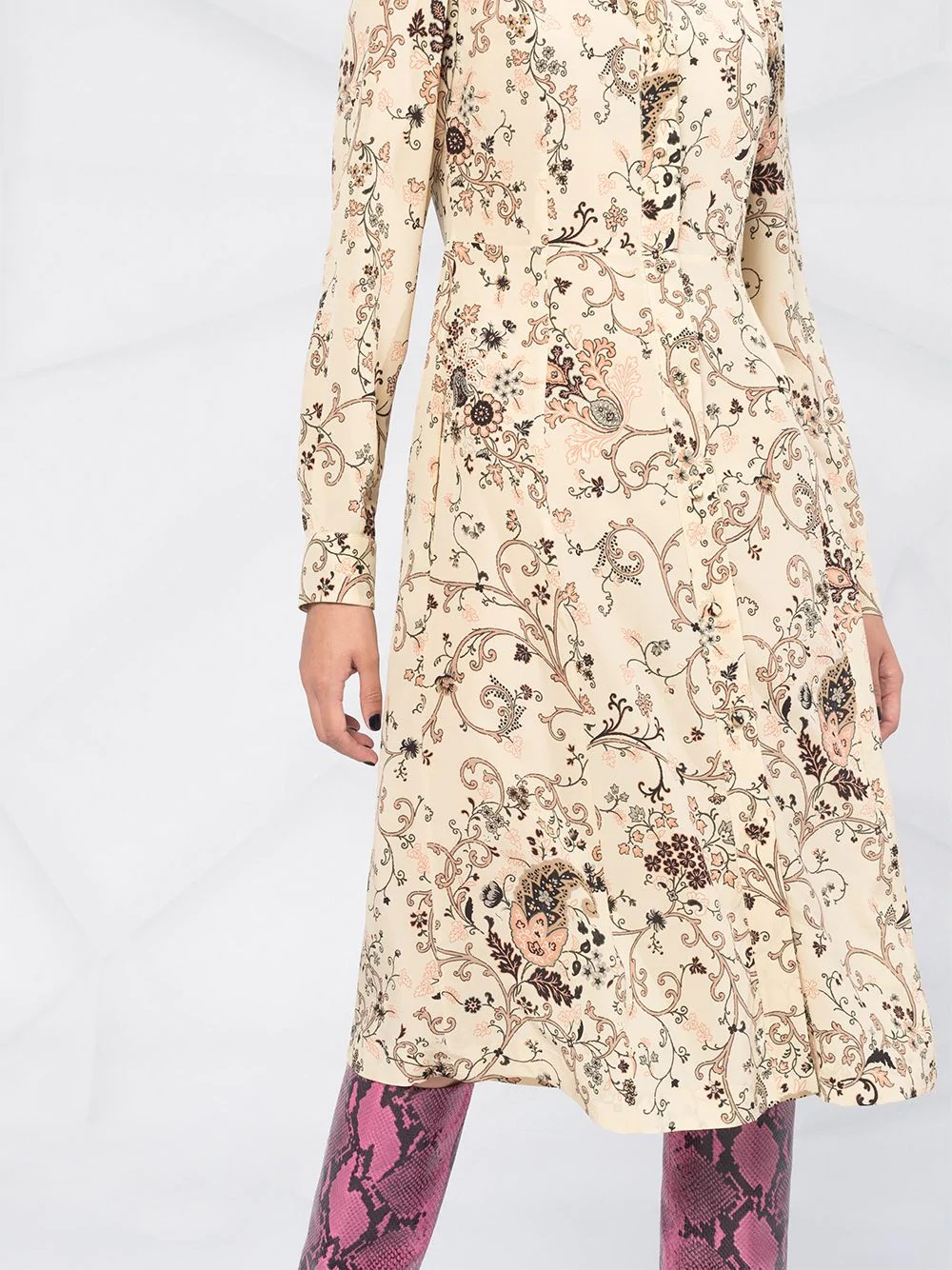 paisley-print silk shirt dress - 5