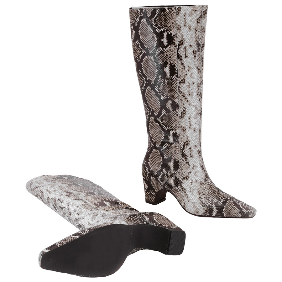 St Agni Python Print Leather High Boots - 2